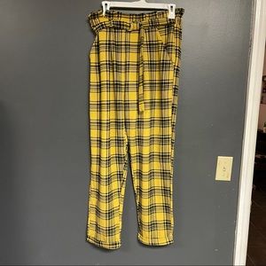 YELLOW PLAID PANTS